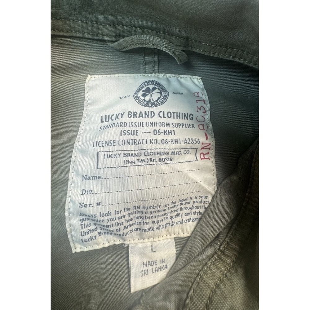 Lucky Brand Jacket Womens Large Green Twill Military Full Zip Pockets Utility - Picture 3 of 5